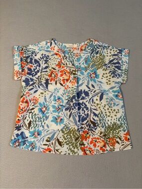 ODDY Girls Floral Pullover Top - Blue, Orange, Navy, Green, Cream